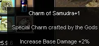 Tooltip for Charm of Samudrat+1 showing it increases base damage by 2%