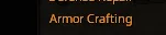 A dark header bar with yellow text reading "Armor Crafting"